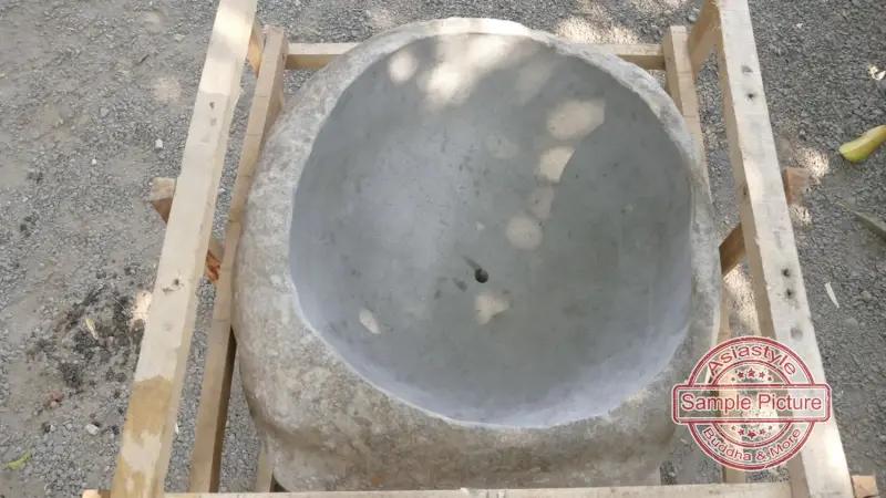 Product image 6 of the product “Basin from Riverstone, Natural surface, polished inside. Dia approx 76-80. Height 51-55 ”